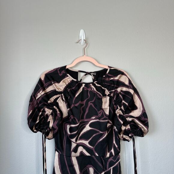 TED BAKER Gilliaa Abstract Print Mini Fit & Flare Dress Puff Sleeves Size 0 US 2 - Picture 5 of 10